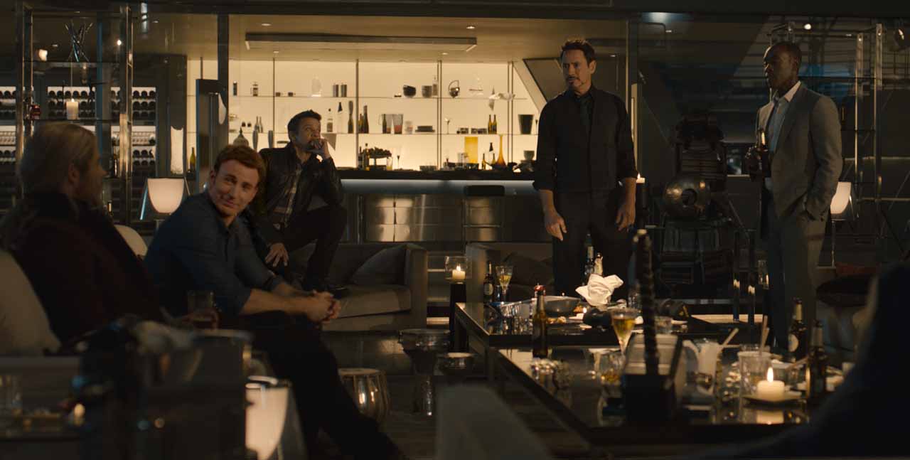 Marvel's Avengers: Age Of Ultron..Thor (Chris Hemsworth), Steve Rogers/Captain America (Chris Evans), Clint Barton/Hawkeye (Jeremy Renner), Tony Stark/Iron Man (Robert Downey Jr.) and James 