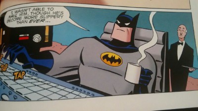 Batman tomando un café gringo.